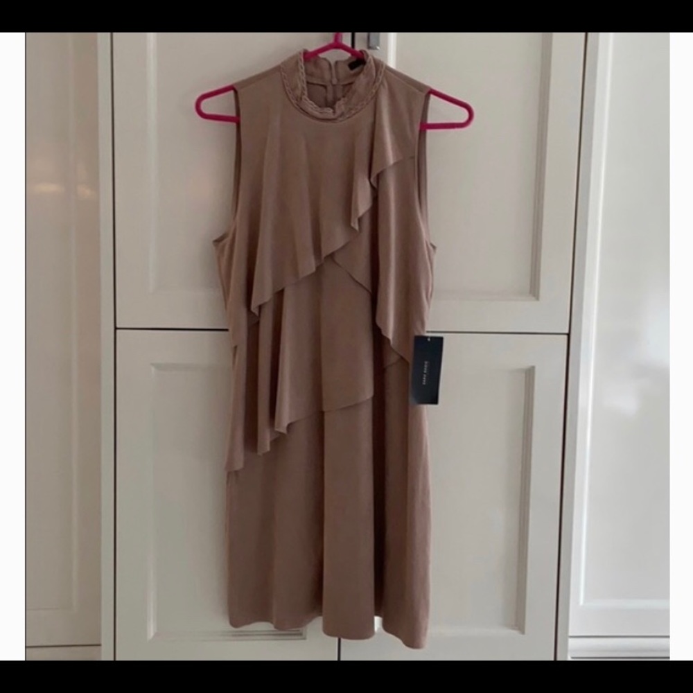 Zara faux suede mini dress blush XS